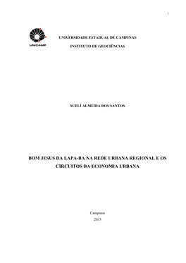 Bom Jesus Da Lapa-Ba Na Rede Urbana Regional E Os Circuitos Da Economia Urbana