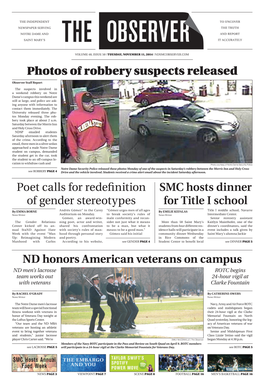 Photos of Robbery Suspects Released ND Honors American Veterans