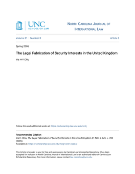 The Legal Fabrication of Security Interests in the United Kingdom