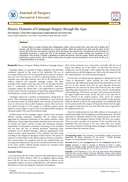 History Elements of Campaign Surgery Through the Ages