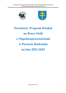 Powiatowy Program Działań Na Rzecz Osób Z Niepełnosprawnościami W Powiecie Kieleckim Na Lata 2021-2023