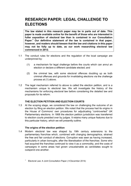 Research Paper: Legal Challenge to Elections