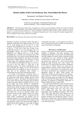 Meiotic Studies of the Convolvulaceae Juss. from Indian Hot Desert