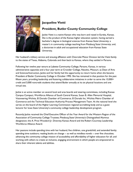Jacqueline Vietti President, Butler County Community College