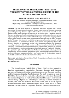 The Search for the Shortest Route for Tourists Visiting Sightseeing Objects of the Razna National Park