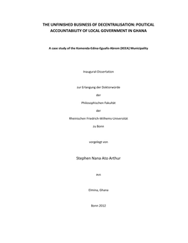 Political Accountability of Local Government in Ghana