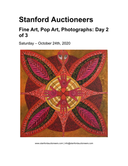 Stanford Auctioneers Fine Art, Pop Art, Photographs: Day 2 of 3 Saturday – October 24Th, 2020