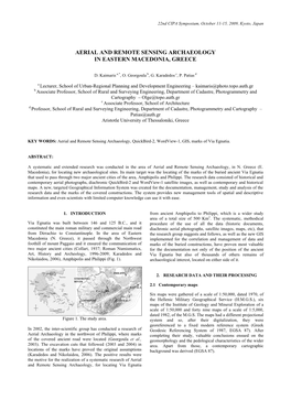 Aerial and Remote Sensing Archaeology in Eastern Macedonia, Greece