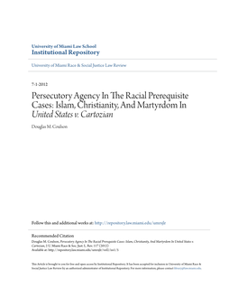 Persecutory Agency in the Racial Prerequisite Cases: Islam, Christianity, and Martyrdom in United States V