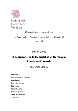 Il Padiglione Della Repubblica Di Corea Alla Biennale Di Venezia