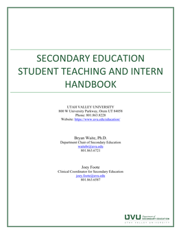 Secondary Education Student Teaching and Intern Handbook