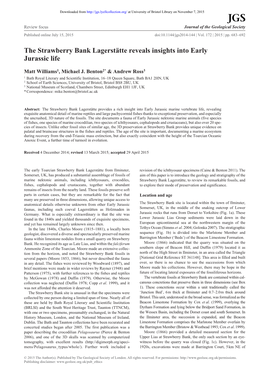 The Strawberry Bank Lagerstätte Reveals Insights Into Early Jurassic Lifematt Williams, Michael J