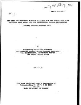 OFF-SITE ENVIRONMENTAL MONITORING REPORT for the NEVADA TEST SITE and OTHER TEST AREAS USED for UNDERGROUND NUCLEAR DETONATIONS January Through December 1977