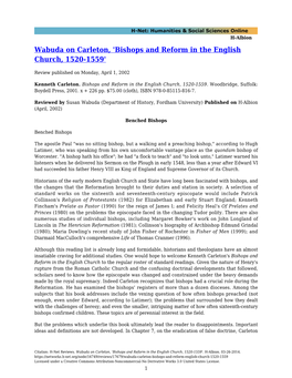 Wabuda on Carleton, 'Bishops and Reform in the English Church, 1520-1559'