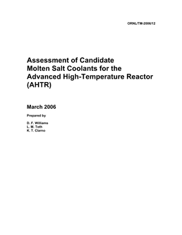 Assessment of Candidate Molten Salt Coolants for the Advanced High-Temperature Reactor (AHTR)