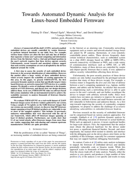 Towards Automated Dynamic Analysis for Linux-Based Embedded Firmware