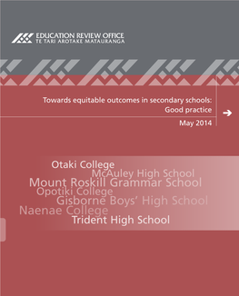 Towards Equitable Outcomes in Secondary Schools: Good Pratice