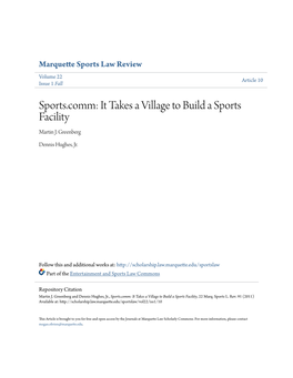 Sports.Comm: It Takes a Village to Build a Sports Facility Martin J