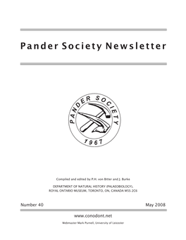 Pander Society Newsletter, and to Get It Off to Mark Purnell, So That He Can Post It on the Leicester University Server