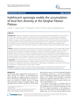 Indehiscent Sporangia Enable the Accumulation of Local Fern Diversity