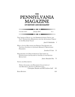 The Pennsylvania Magazine of History and Biography