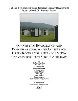 Quantifying Evaporation and Transpirational Water Losses from Green Roofs and Green Roof Media Capacity for Neutralizing Acid Rain