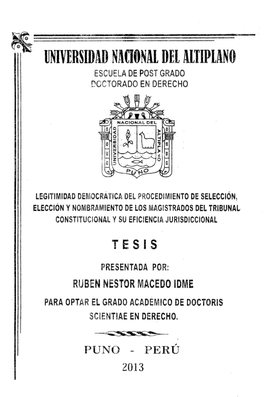 Universidad Na(Ional Del Altiplano Escuela De Post Grado Coctorado En Derecho