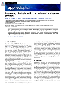 Improving Photophoretic Trap Volumetric Displays [Invited]