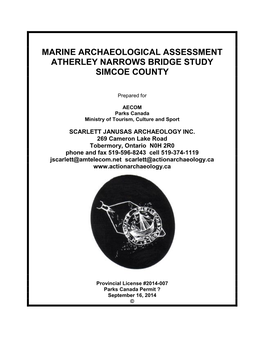 Marine Archaeological Assessment Atherley Narrows Bridge Study Simcoe County