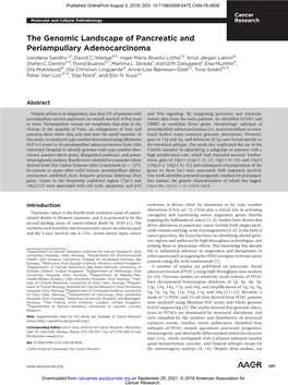 The Genomic Landscape of Pancreatic and Periampullary Adenocarcinoma Vandana Sandhu1,2, David C