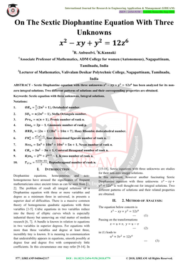 On the Sextic Diophantine Equation with Three Unknowns