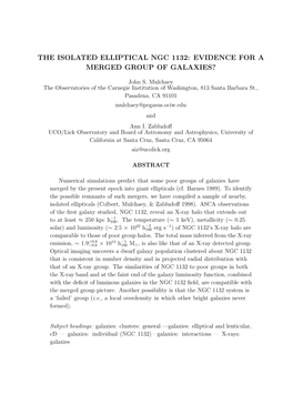 The Isolated Elliptical Ngc 1132: Evidence for a Merged Group of Galaxies?