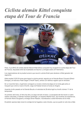 Ciclista Alemán Kittel Conquista Etapa Del Tour De Francia