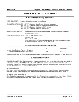 Material Safety Data Sheet