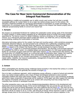 The Case for Near-Term Commercial Demonstration of the Integral Fast Reactor