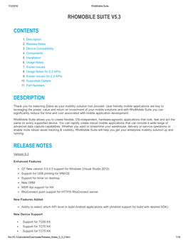 Rhomobile Suite V5.3 Contents Description Release Notes