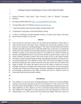 Catalogue of Pests and Pathogens of Trees on the Island of Ireland