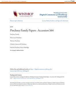 Pinckney Family Papers - Accession 564 Pinckney Family
