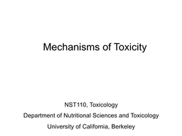 Mechanisms of Toxicity