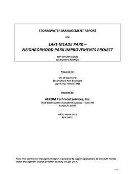 Stormwater Management Plan