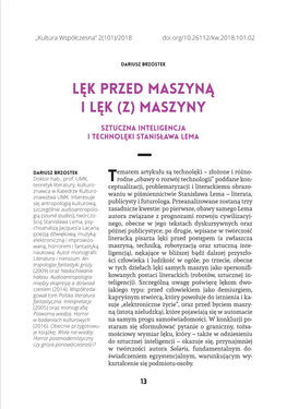 Lęk Przed Maszyną I Lęk (Z) Maszyny