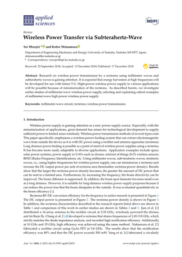 Wireless Power Transfer Via Subterahertz-Wave