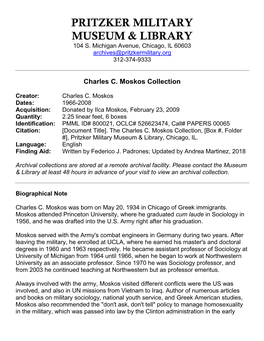 Charles C. Moskos Collection