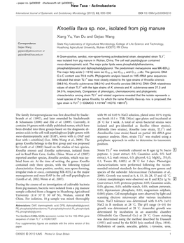 Knoellia Flava Sp. Nov., Isolated from Pig Manure