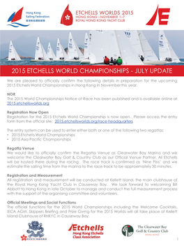 2015 Etchells World Championships - July Update