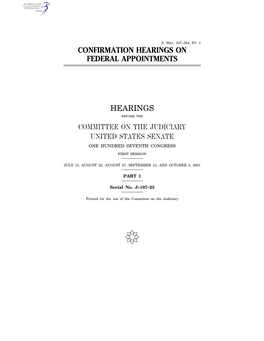 Confirmation Hearings on Federal Appointments