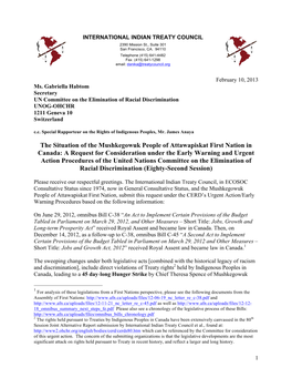 The Situation of the Mushkegowuk People of Attawapiskat First Nation in Canada