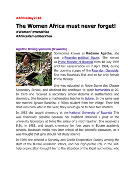 The Women Africa Must Never Forget! #Womenpowerafrica #Africaremembersyou