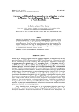 Life-Forms and Biological Spectrum Along the Altitudinal Gradient in Montane Forests of Senapati District of Manipur in North-East India