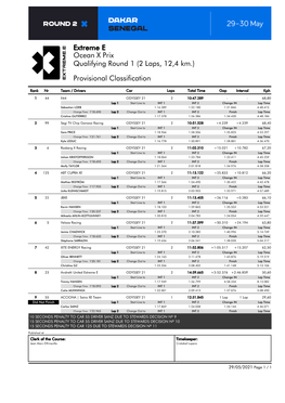 Ocean X Prix Extreme E Provisional Classification Qualifying Round 1 (2